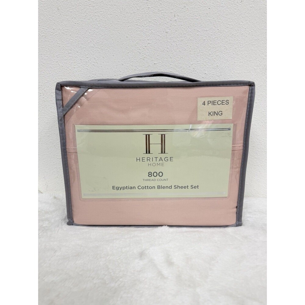 Heritage Home 800 Thread Count Egyptian Cotton Blend King Sheet Set Blush Pink
